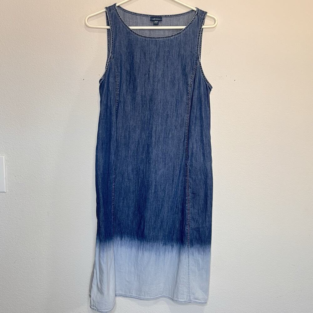 J.Jill Denim Dress Size S Blue White Ombré Chambray Sleeveless 100% Cotton Shift